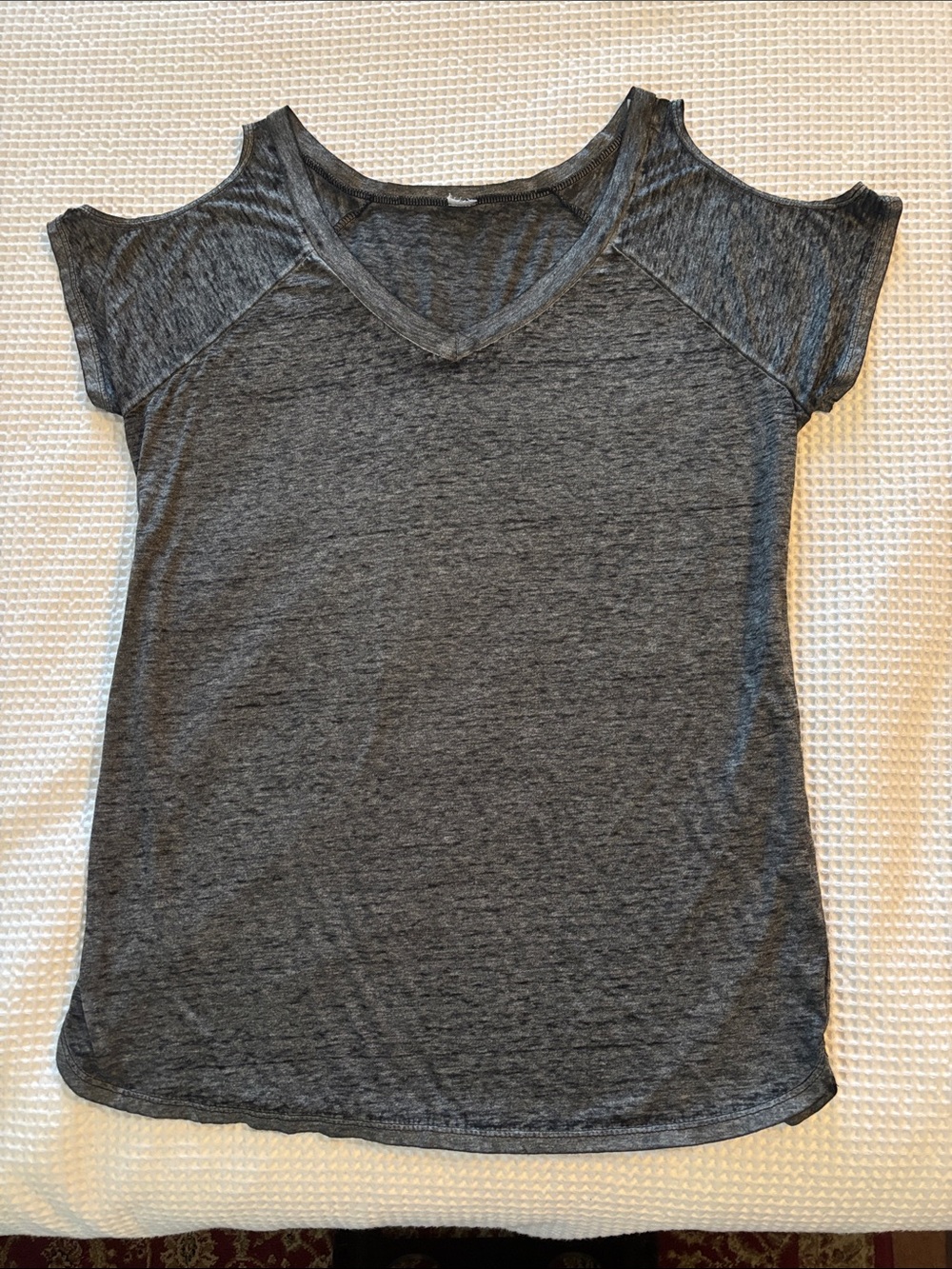 Women’s Gray Cold-Shoulder V-Neck Top
